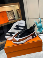 H Striped Leather Sneakers