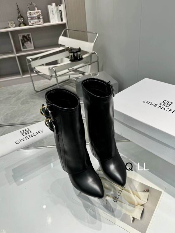 Sculpted Buckle Mid-Calf Boots