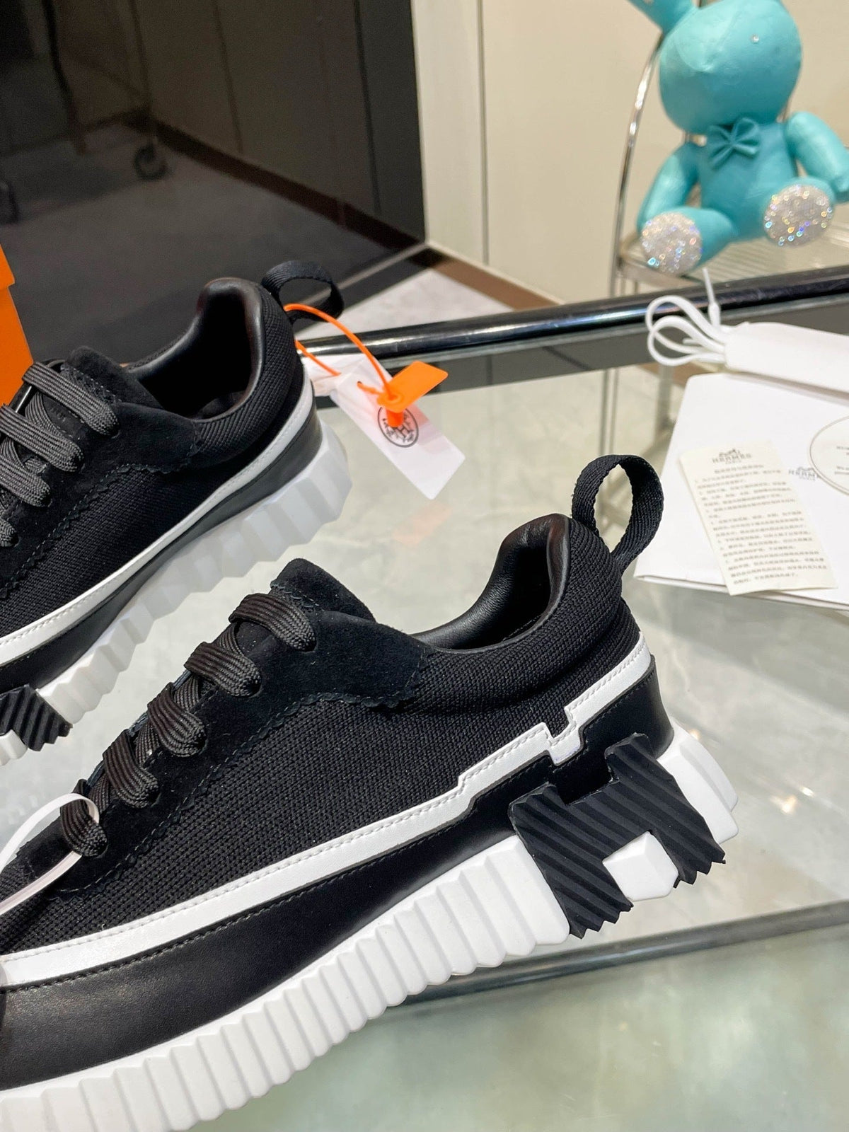 H Striped Leather Sneakers