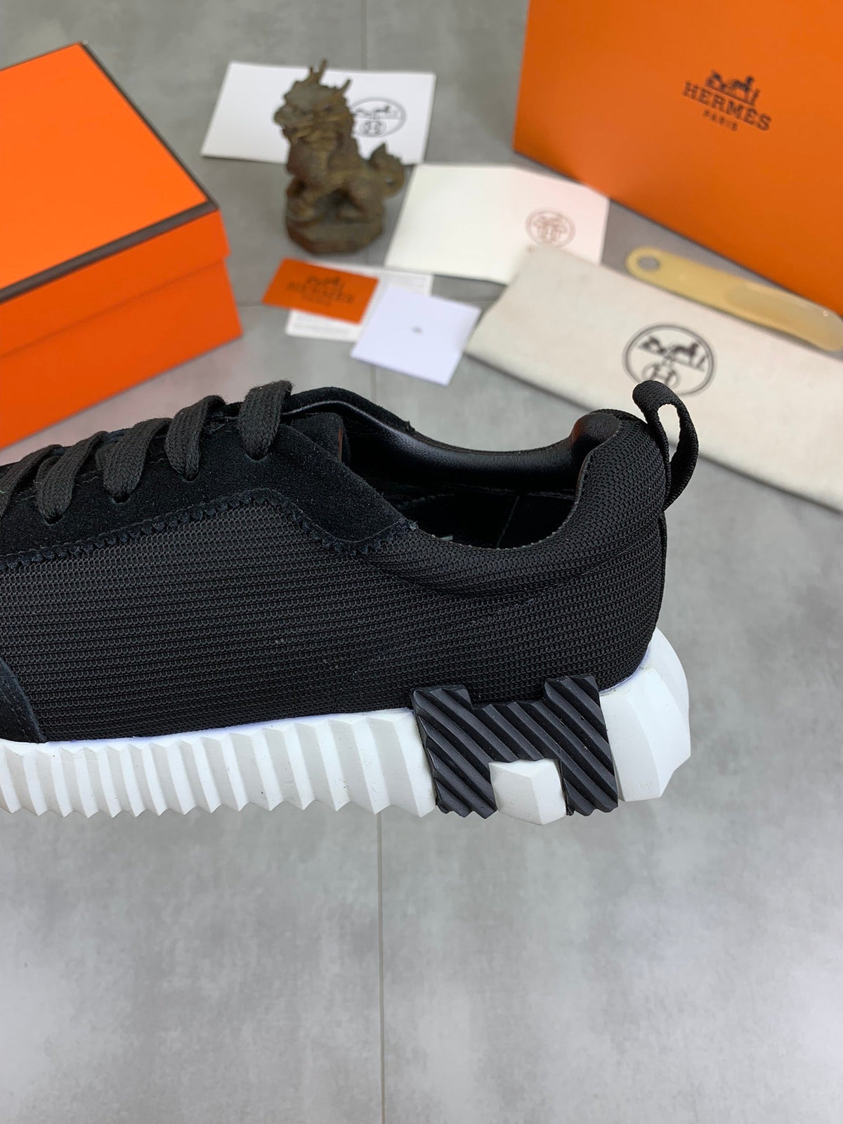 H Striped Leather Sneakers